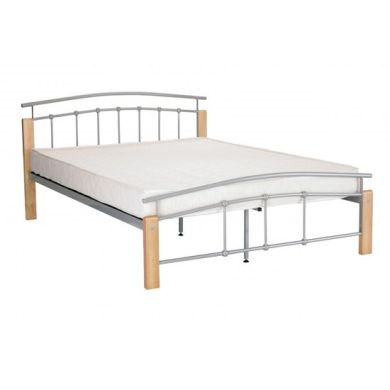 Tetras Metal Single Bed In Beech And Silver