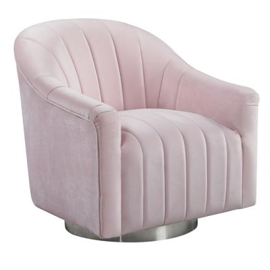Tiffany Velvet Swivel Armchair In Pink