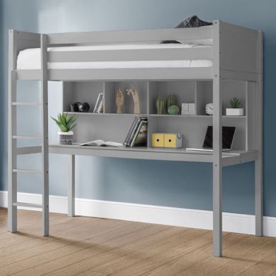 Titan Wooden Highsleeper Bunk Bed With Desk In Dove Grey