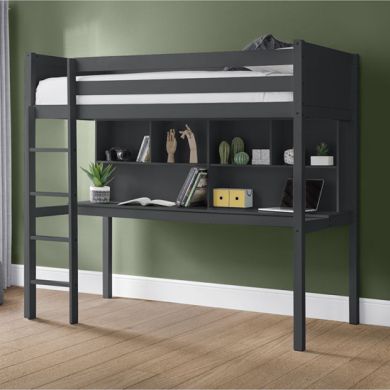 Titan Wooden Highsleeper Bunk Bed With Desk In Anthracite