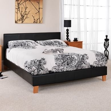 Tivoli Faux Leather Double Bed In Black