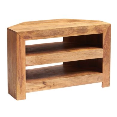 Toko Corner Wooden TV Stand In Light Walnut