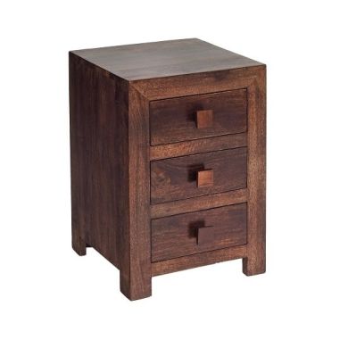 Toko Wooden Bedside Cabinet In Dark Walnut With 3 Drawers