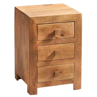Toko Wooden Bedside Cabinet In Light Walnut With 3 Drawers