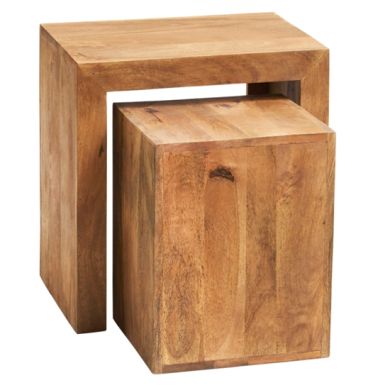 Toko Wooden Cubed Nest Of 2 Tables In Light Walnut