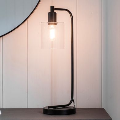 Toledo Clear Glass Table Lamp In Black