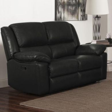 Toledo Faux Leather And PVC Recliner 2 Seater Sofa In Black