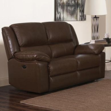 Toledo Faux Leather And PVC Recliner 2 Seater Sofa In Brown