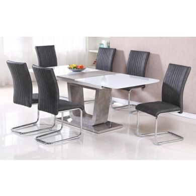 Topaz Extending High Gloss Glass Dining Set With 6 Chairs