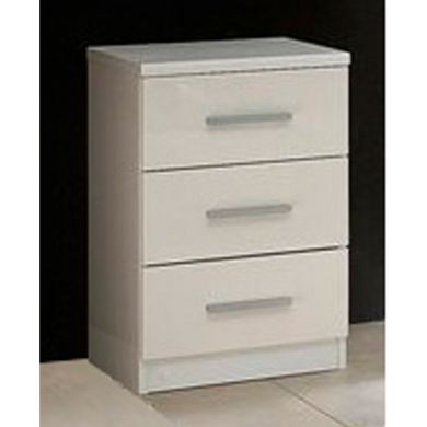 Topline Wooden Bedside Cabinet In White With 3 Drawers