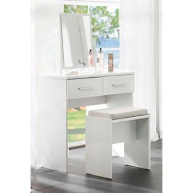 Topline Wooden Dressing Table With Mirror And Stool In White