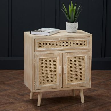 Toulouse Wooden 2 Doors And 1 Drawer Storage Cabinet In Washed Oak