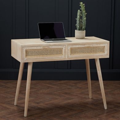 Toulouse Wooden 2 Drawers Computer Desk In Washed Oak