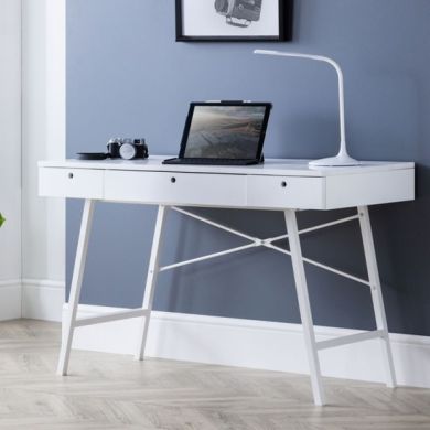 Trianon Wooden Computer Desk In White High Gloss
