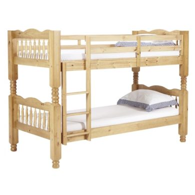 Trieste Chunky Wooden Single Bunk Bed In Pine