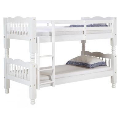 Trieste Chunky Wooden Single Bunk Bed In Whitewash