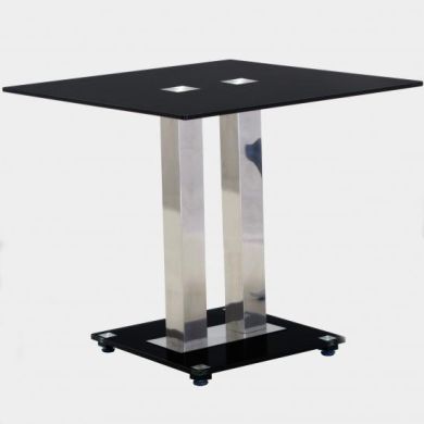 Trinity Small Black Glass Dining Table With Chrome Metal Base