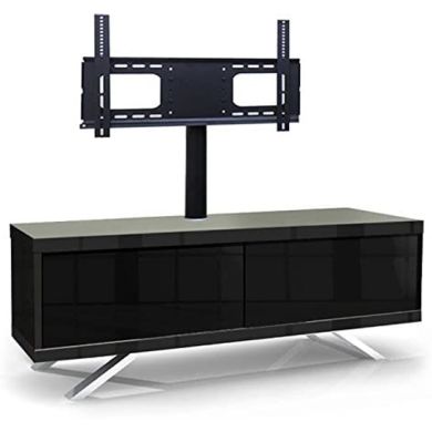 Tucana Ultra Wooden TV Stand In Black High Gloss With 2 Storage Compartments