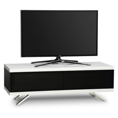 Tucana Wooden TV Stand In White High Gloss With 2 Storage Compartments