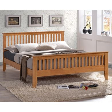 Turin Wooden Double Bed In Honey Oak