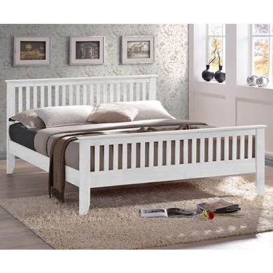 Turin Wooden King Size Bed In White