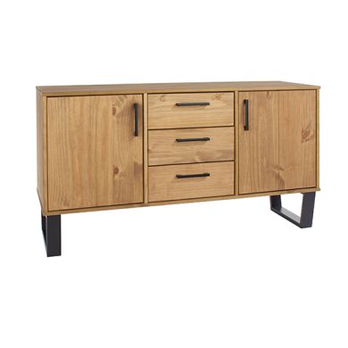 Texas Medium Wooden Sideboard With 2 Doors And 3 Drawers In Antique Wax