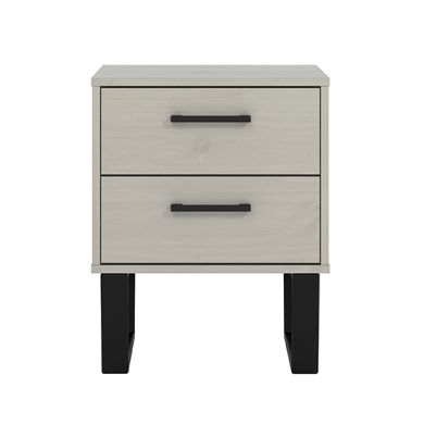 Texas Wooden Bedside Cabinet With 2 Drawers In Grey Washed Wax