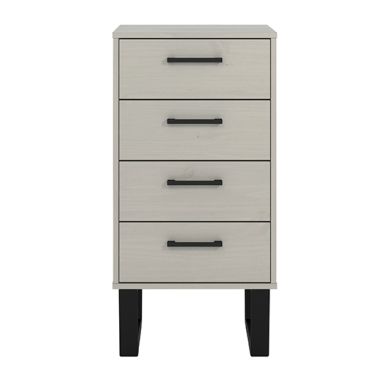 Texas Narrow Wooden Chest Of 4 Drawers In Grey Washed Wax