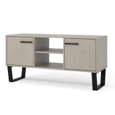 Texas Wooden Flat Screen TV Stand With 2 Doors In Grey Washed Wax