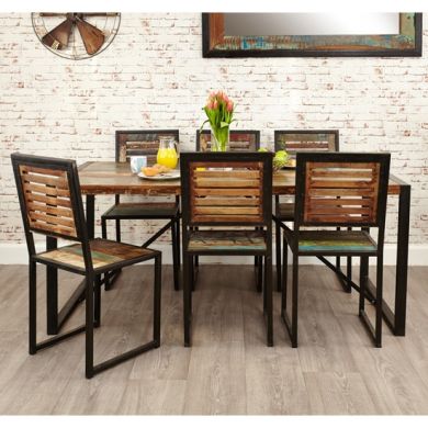 Urban Chic Large Wooden Dining Table With 6 Chairs