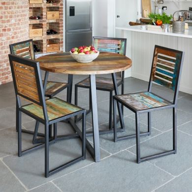 Urban Chic Round Wooden Dining Table With 4 Chairs