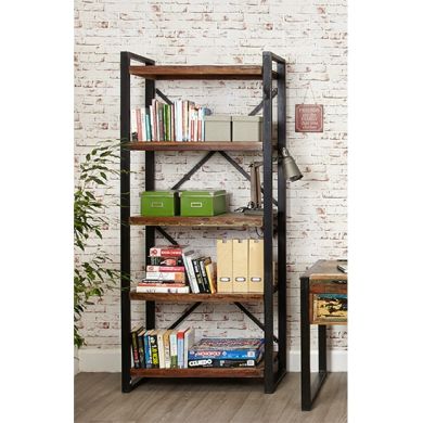 Urban Chic Wooden Large Open Bookcase With 5 Shelves