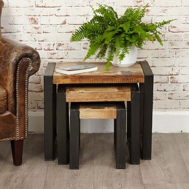 Urban Chic Wooden Nest Of 3 Tables