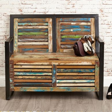 Urban Chic Wooden Storage Hallway Bench With Shoe Storage