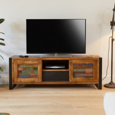 Urban Chic Wooden TV Stand With 2 Doors And 1 Drawer