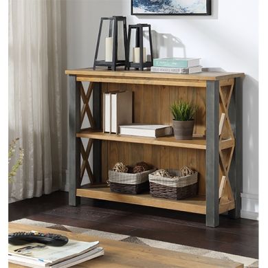 Urban Elegance Wooden Low Bookcase In Reclaimed Wood
