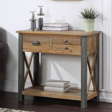 Urban Elegance Wooden Small Console Table In Reclaimed Wood