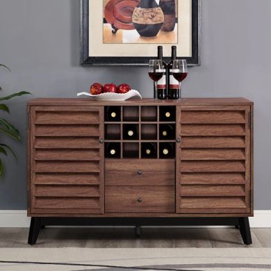 Vaughn Wooden Wine Cabinet In Walnut