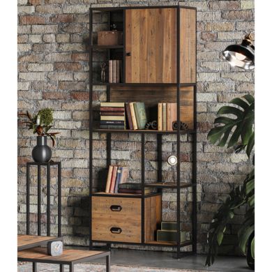 Ooki Wooden Tall Large Open Bookcase In Oak