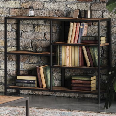 Ooki Wooden Low Small Open Bookcase In Oak