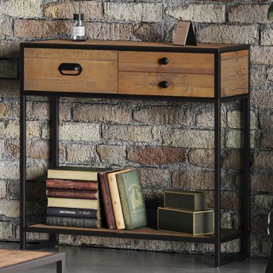 Ooki Wooden Small Console Table With 3 Drawers In Oak