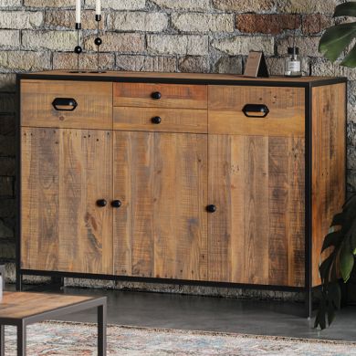 Ooki Wooden Sideboard With 3 Doors And 4 Drawers In Oak