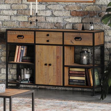 Ooki Wooden Open Sideboard With 2 Doors And 4 Drawers In Oak