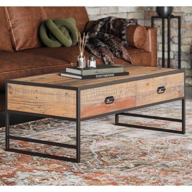 Ooki Wooden Coffee Table With 4 Drawers In Oak