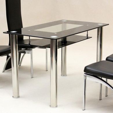 Vegas Small Glass Dining Table With Stainless Steel Legs