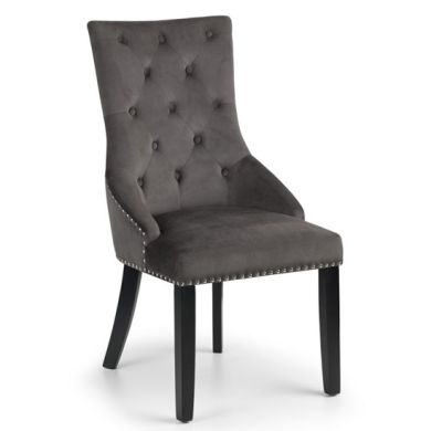 Veneto Knockerback Velvet Dining Chair In Grey