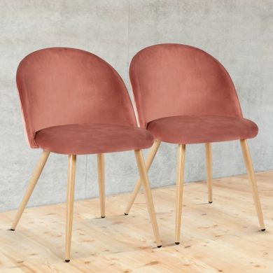Venice Pink Velvet Dining Chairs In Pair
