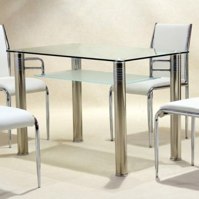 Vercelli Clear Glass Dining Table With Chrome Legs