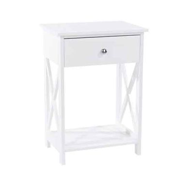 Vermont Wooden 1 Drawer Bedside Cabinet In White