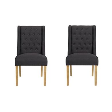 Verona Charcoal Linen Fabric Dining Chairs In Pair